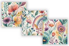 Whimsical Watercolor Floral Seamless Digital Paper, Abstract Product Image 4