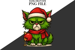 Green funny Christmas cat png design for T-shirts Product Image 2