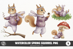 Watercolor Spring Squirrel PNG Product Image 1