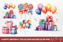Happy Birthday Collection Watercolor Clipart Product Image 1