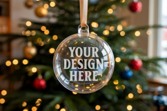 Christmas Acrylic Ornament Mockups | Round Clear Acrylic Orn Product Image 1