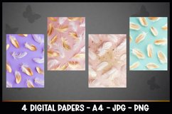 4 Pastel Feathers Digital Papers I Junk Journal Pages Product Image 2