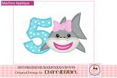 Shark girl beach Numbers machine applique embroidery 1941 Product Image 5