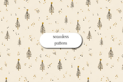 Christmas Tree Seamless Pattern with Golden Stars Product Image 1