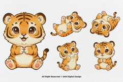 15 Bundle Watercolor Cute Tiger Wildlife Jungle King Kids Product Image 5