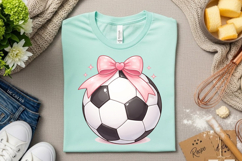 Pink Coquette Soccer PNG: Game Day Bow Shirt Design Product Image 8