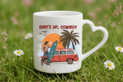 Surf&#039;s up, Cowboy! Summer PNG, Retro Beach PNG Sublimation Product Image 5