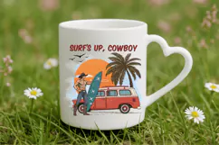 Surf's up, Cowboy! Summer PNG, Retro Beach PNG Sublimation Product Image 5