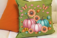 Glitter Floral Pumpkin Sublimation PNG. Product Image 5
