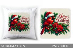 Christmas Bird Pillow Design. Christmas Pillow Sublimation Product Image 1