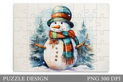 Snowman Puzzle Design. Winter Puzzle Sublimation Product Image 1
