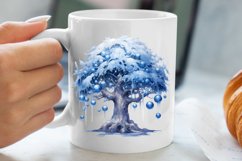 Blue Christmas Watercolor Clipart, Blue Christmas Sublimatio Product Image 5