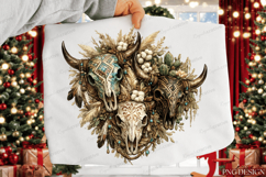 Boho Bull Skull Bundle PNG Design | Western Cow Skull PNG Product Image 6