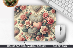 Flower Wallpaper Mouse Pad, Valentine Mouse Pad PNG Design Product Image 1