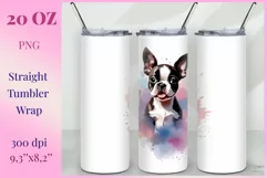 Watercolor Dog Sublimation Tumbler Wrap | 20 oz Straight Png Product Image 1