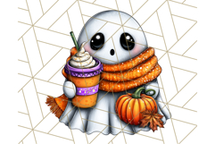 Ghost Café PNG Clipart, Cute Ghost Baristas Halloween Treats Product Image 5