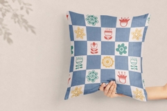 Scandi Folk Checkered Floral Pattern Product Image 5