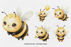 15 Bundle Watercolor Boy Bee Baby Honey Sting Fly Buzz Product Image 5