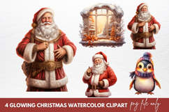 Glowing Christmas Watercolor Clipart Product Image 1