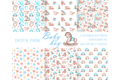 Baby boy watercolor set. Birthday. Product Image 5