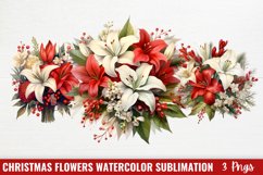 Christmas Flowers Watercolor Clipart Product Image 1