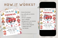 Fire Truck Birthday Invitation Template Product Image 5