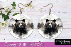 Wild Animals Round Earring Sublimation, Wildlife Earring PNG Product Image 1