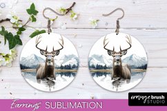 Wild Animals Round Earring Sublimation, Wildlife Earring PNG Product Image 1
