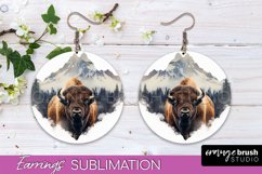 Wild Animals Round Earring Sublimation, Wildlife Earring PNG Product Image 1