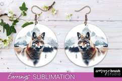 Wild Animals Round Earring Sublimation, Wildlife Earring PNG Product Image 1
