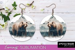 Wild Animals Round Earring Sublimation, Wildlife Earring PNG Product Image 1