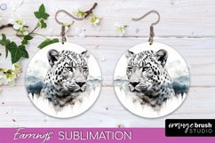 Wild Animals Round Earring Sublimation, Wildlife Earring PNG Product Image 1