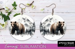 Wild Animals Round Earring Sublimation, Wildlife Earring PNG Product Image 1