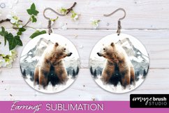 Wild Animals Round Earring Sublimation, Wildlife Earring PNG Product Image 1
