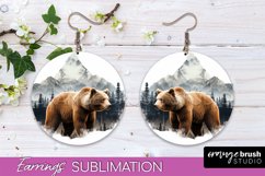 Wild Animals Round Earring Sublimation, Wildlife Earring PNG Product Image 1