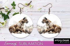 Wild Animals Round Earring Sublimation, Wildlife Earring PNG Product Image 1
