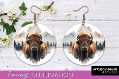 Wild Animals Round Earring Sublimation, Wildlife Earring PNG Product Image 1
