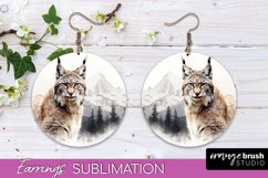 Wild Animals Round Earring Sublimation, Wildlife Earring PNG Product Image 1