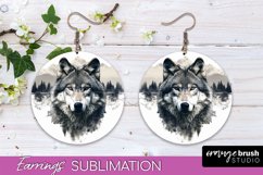 Wild Animals Round Earring Sublimation, Wildlife Earring PNG Product Image 1