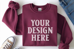 Antique Cherry Gildan 18000 Folded Flat Lay Mockups Product Image 1