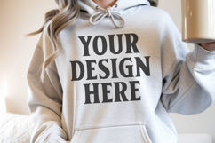 Ash Gildan 18500 Hoodie Sweatshirt Mockup, Unisex Hoodie Product Image 1