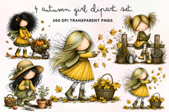 Autumn Girl Clipart PNG Product Image 1
