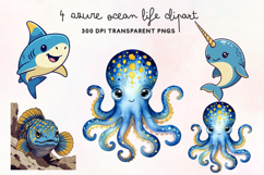 Azure Ocean Life Clipart PNG Product Image 1