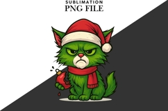 Funny Christmas green cat png design for T-shirts Product Image 2