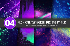 Neon Galaxy Bokeh Digital Paper Product Image 1