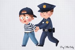 Watercolor Cute Police Clipart PNG Product Image 1
