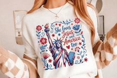 She loves Jesus and America too PNG T-Shirt|4th of July PNG Product Image 5