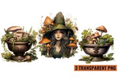 Watercolor Beautiful Woodland Witch sublimation , PNG Product Image 1