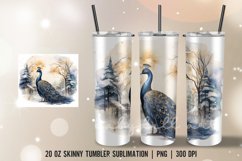 Winter Peacock Tumble Sublimation Designs | Tumbler Wrap Product Image 1