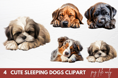 Cute Sleeping Dogs Clipart Sublimation Product Image 1
